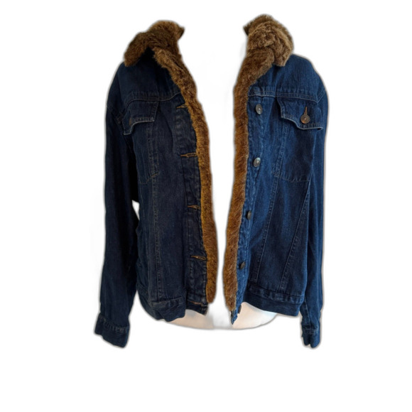 Marisa Christina | Vintage Fur Trim Denim Jean Jacket Size Large - Picture 4 of 12